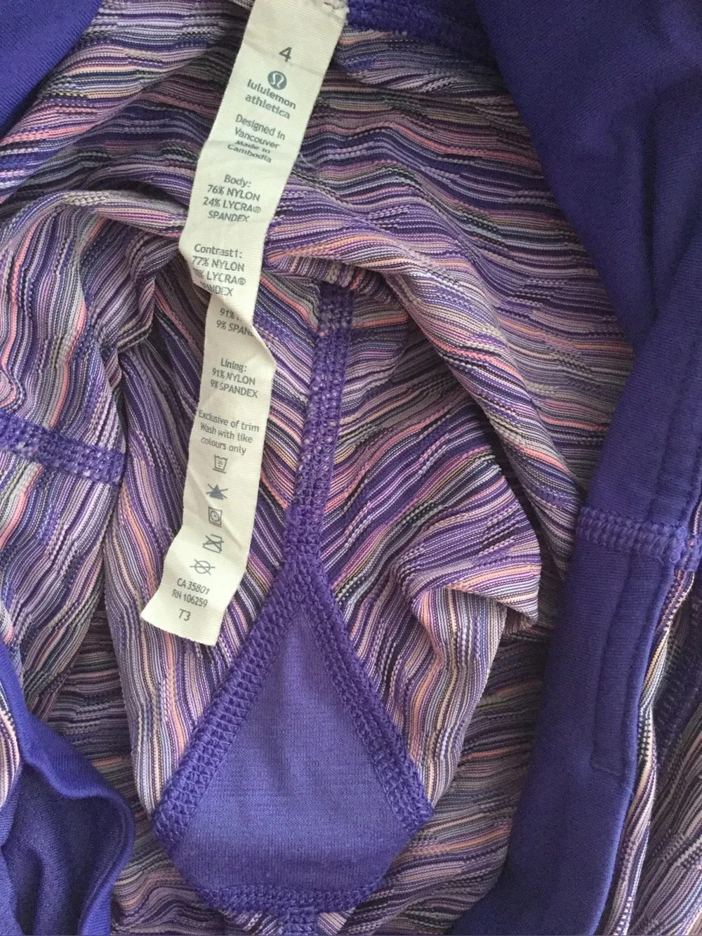 Archival Lululemon Run Inspire Crop II Luxtreme Purple Pink Space Dye Size 4